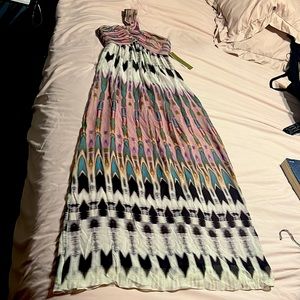 Nicole Miller One Shoulder Maxi Dress